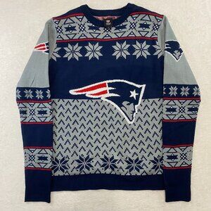 New England Patriots Acrylic Knit Long Sleeve Christmas Holiday Sweater Size L